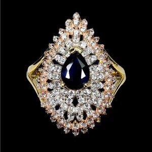 925 Blue Sapphire Gemstone Ring. Size 8